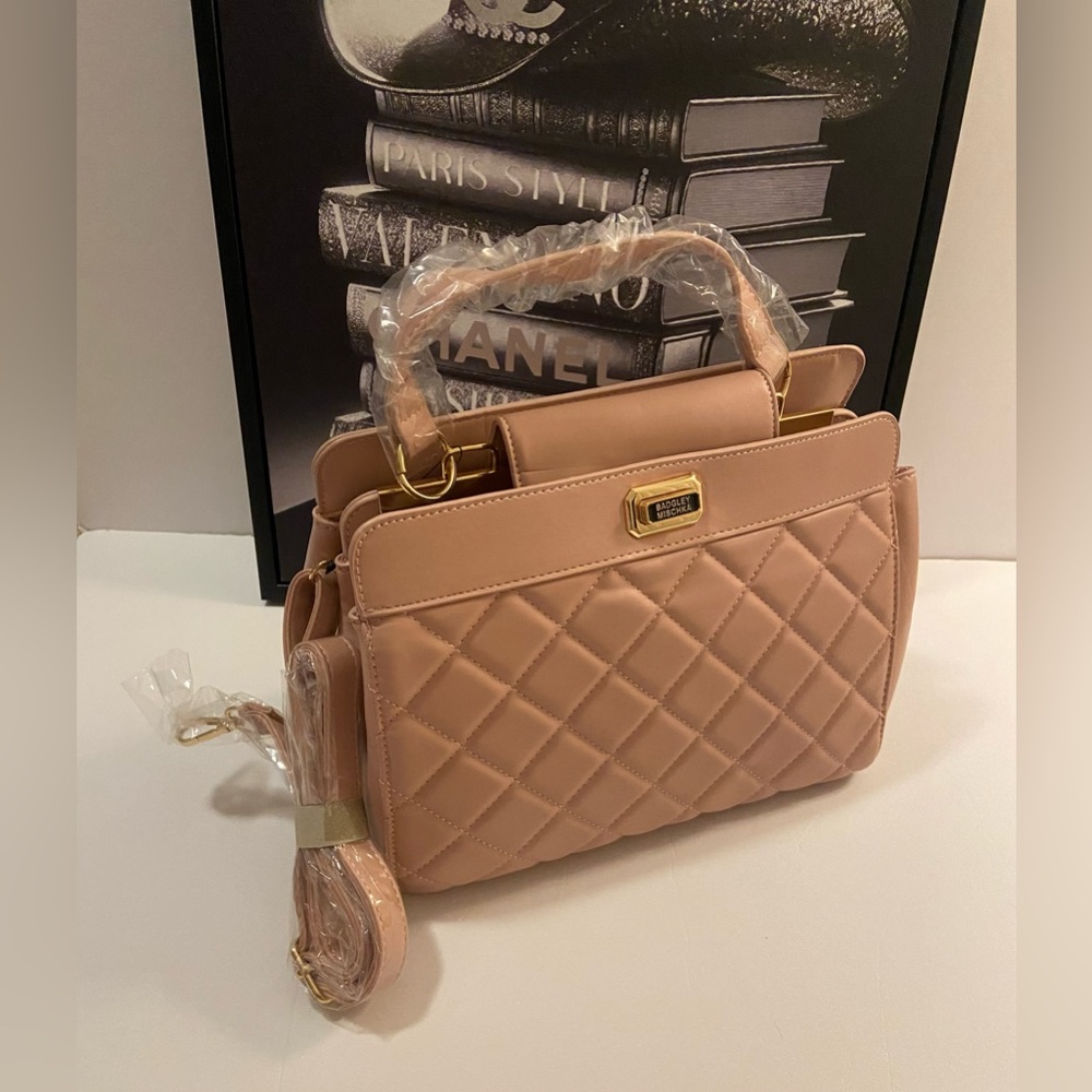 NWT Badgley Mischka Quilted Mini Tote Bag Blush Pink